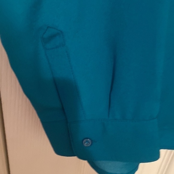 Old navy woman mock collar button down shirt front pocket size L teal green - Picture 4 of 8